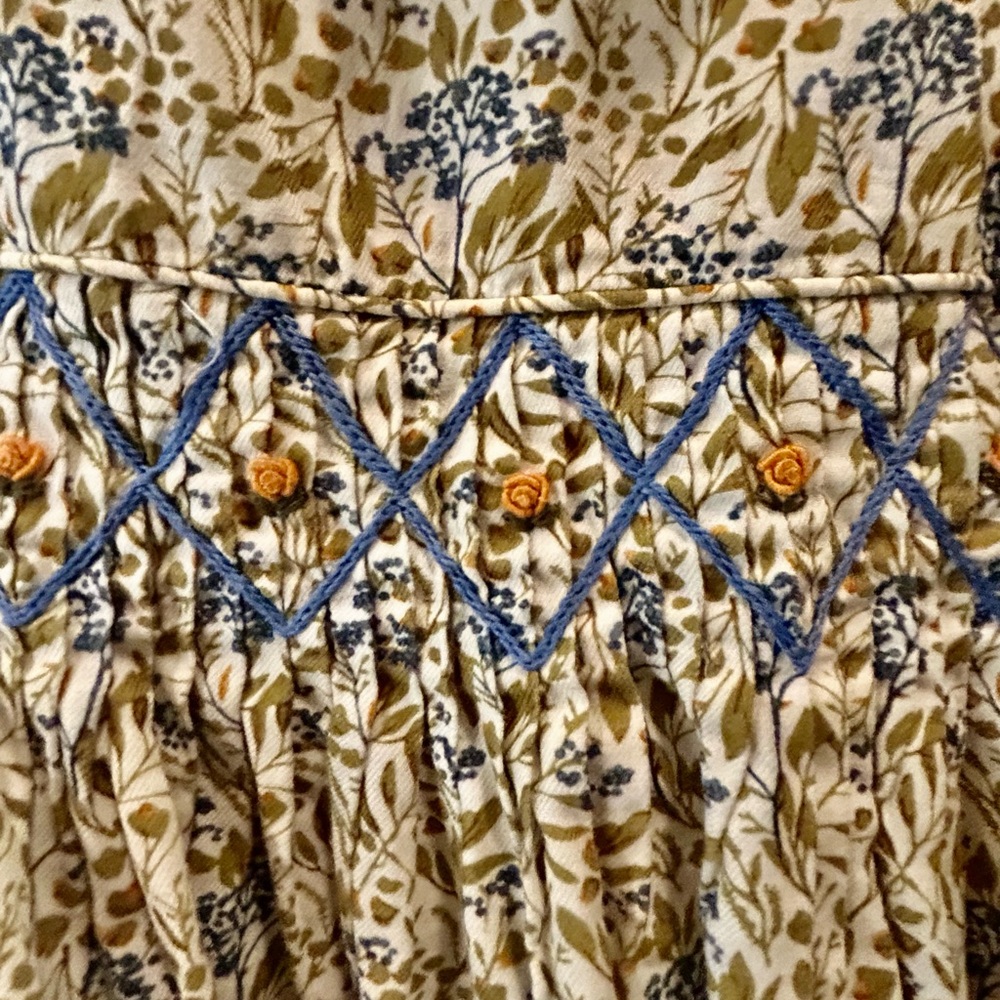 Edgehill Collection Blue and Orange Embroidered Kids Dress